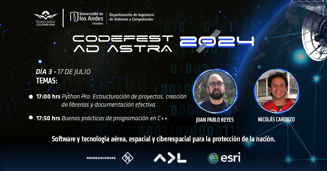 FuerzaAereaCol's tweet photo. Conéctate al tercer día de charlas de  #CodefestADASTRA2024, innovación, tecnología y sofware en un mismo lugar.

🗓️ 17 de julio 2024
⏰ 05:00PM
➡️ Acceso solo para los grupos inscritos 

#SiempreFirmes
#AdAstra🚀 https://t.co/wQxHrd3B8B