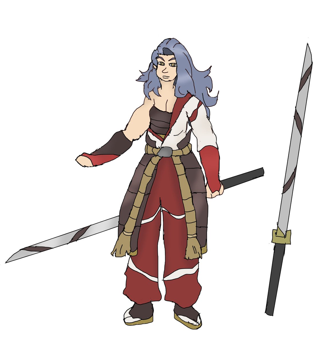 DylanThomasArts's tweet image. Oshie Shishin
A well-experienced woman who spent her youth causing mischief and getting into trouble. Through the lessons she learned, Oshie tries to teach up and coming warriors, hunters, and reformed bandits and other disciplined professions. 
Uses &quot;Twisting&quot; style swordplay