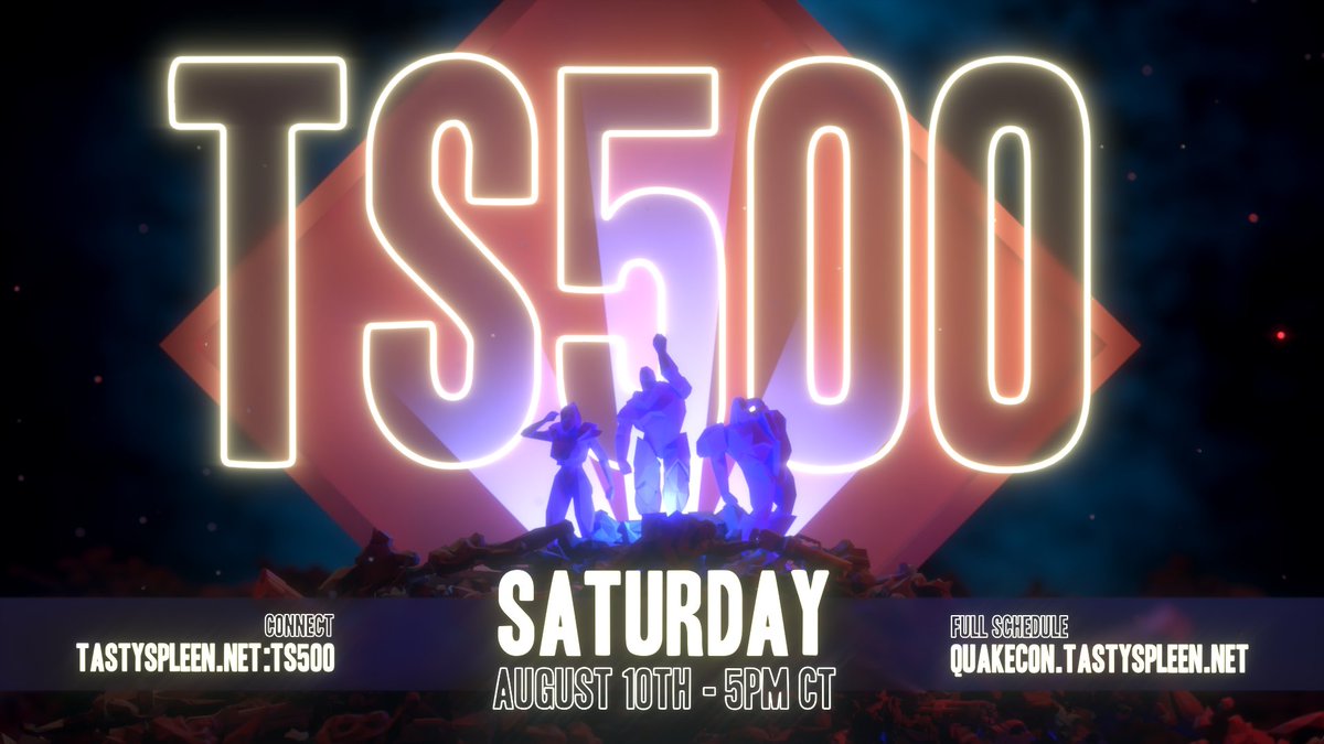 As part of the Quake At Quakecon festivities this year, we'll be playing the TS500 out of the BYOC! So whether you're onsite or online, come play Quake II in the biggest possible way.

#quakecon #quake2