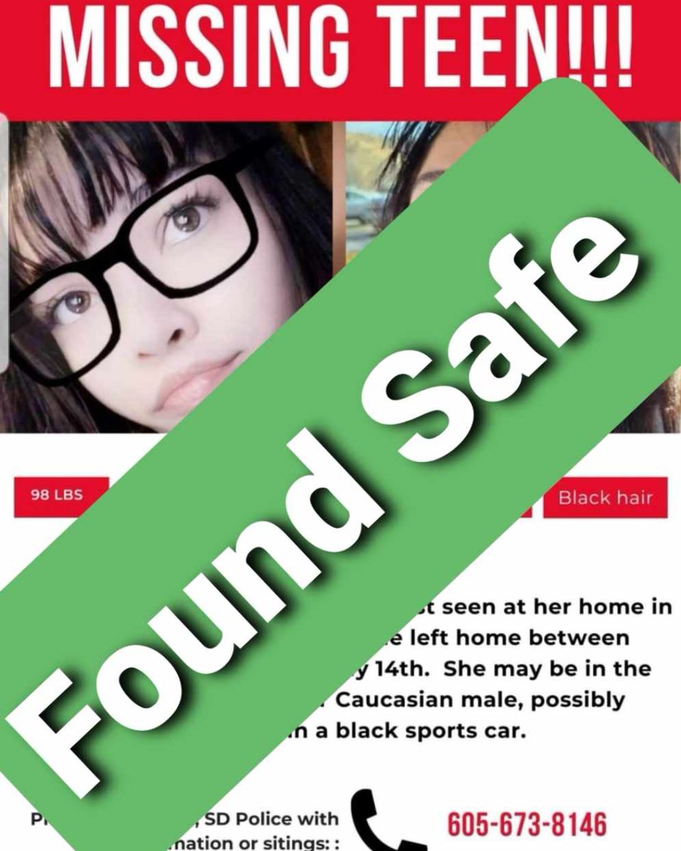 MyKXLG's tweet photo. FOUND SAFE!!
Missing Person Alert: The Custer County Sheriffโs Office is urgently seeking information on 16-year-old Christyn Reynolds, who has been missing since July 13, 2024
#FoundSafe #KXLGNews #KXLGRadio991 #SouthDakota #CusterCounty https://t.co/zqwgsE9n2n
