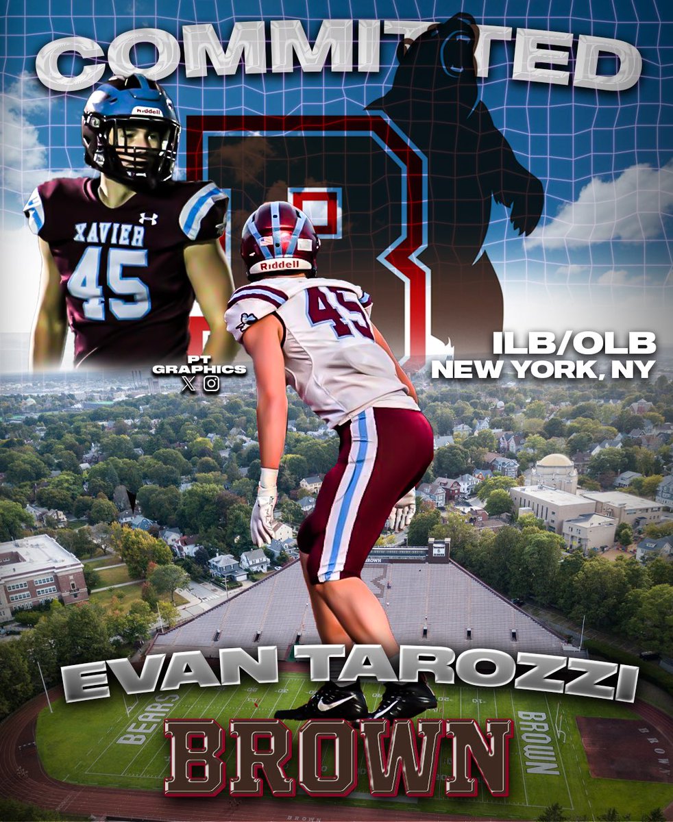 EvanTarozzi2025's tweet image. I’m honored to announce my commitment to @BrownU_Football. Thanks to my family and friends who have always supported me. I’d also like to thank my coaches at Xavier and Downtown Giants for developing me on and off the field. #EverTrue
@BrownHCPerry @BrownCoachWeave @_DomDeFalco