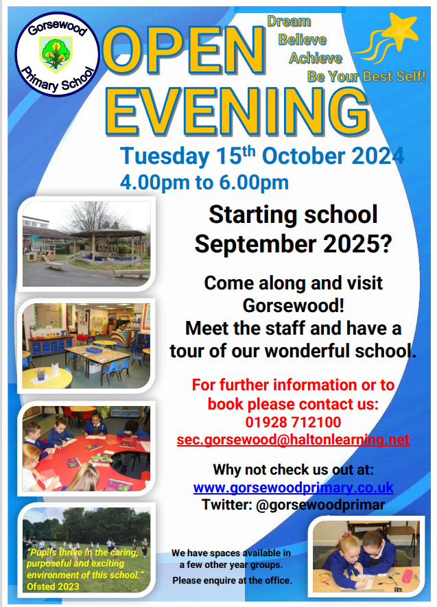 GorsewoodPrimar's tweet photo. Save the Date!  #visitgorsewood #gorsewoodopenevening https://t.co/2Qor7hA2l0