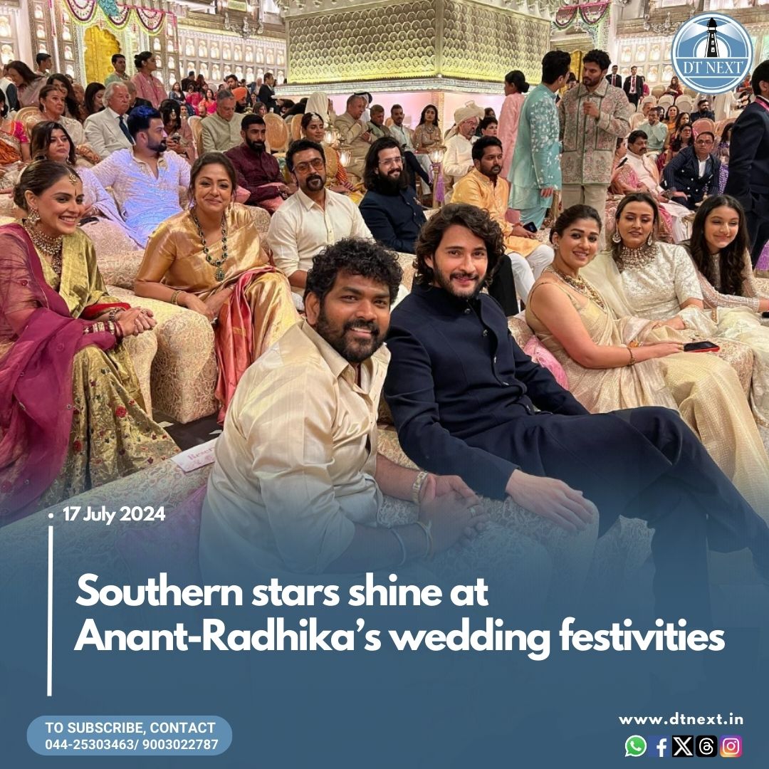 dt_next's tweet photo. Celebrities from the South Indian film industry added sparkle to Anant and Radhika's wedding, making it a star-studded affair.
#dtnext #anantambani #radhikamerchant #anantradhikawedding #nitambani #vigneshsivan #nayanthara #suriya #jyotika #sujyo #genelia #ambaniwedding https://t.co/2zvDjQaGiG