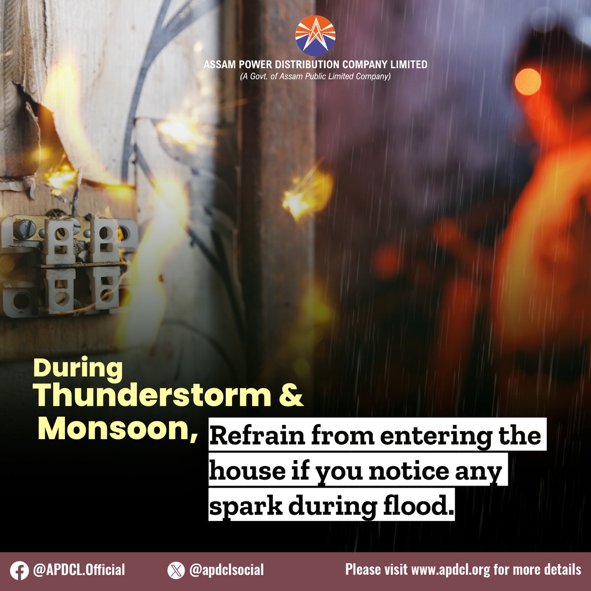apdclsocial's tweet photo. Monsoon floods demand extra care around electricity.
Make sure you take the following precautions to protect yourself and your loved ones.
Your safety matters!
#MonsoonSafetyTips #ElectricalPreparedness #FloodSafety #safetyfirst #ElectricalSafety https://t.co/XQyAAchqGf