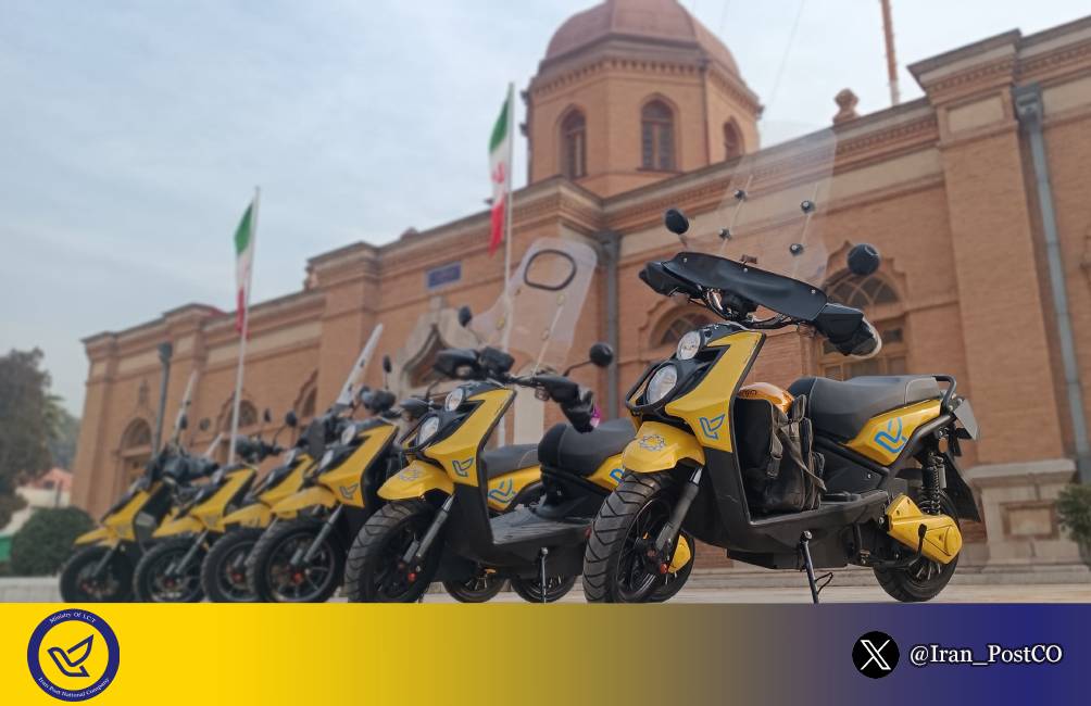 Iran_PostCO's tweet photo. Recently, #Iran_Post signed an agreement with Tehran Municipality, and the domestic manufacturer of electric motorcycles, and took a significant step toward reducing emissions and carbon footprint.
We prioritize #Sustainability in our postal activities. https://t.co/KihluW2CLt