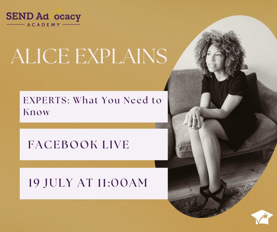 Join SEND Advocacy Director Alice on Friday 19th July <a href="/11/">Eleven</a> am in the SEND Advocacy Academy Facebook Group facebook.com/groups/sendadv… where she will be talking about Experts. Register interest in the SEND Advocacy Academy for a free PDF on SEND Myths here sendadvocacy.com/top-10-send-my…