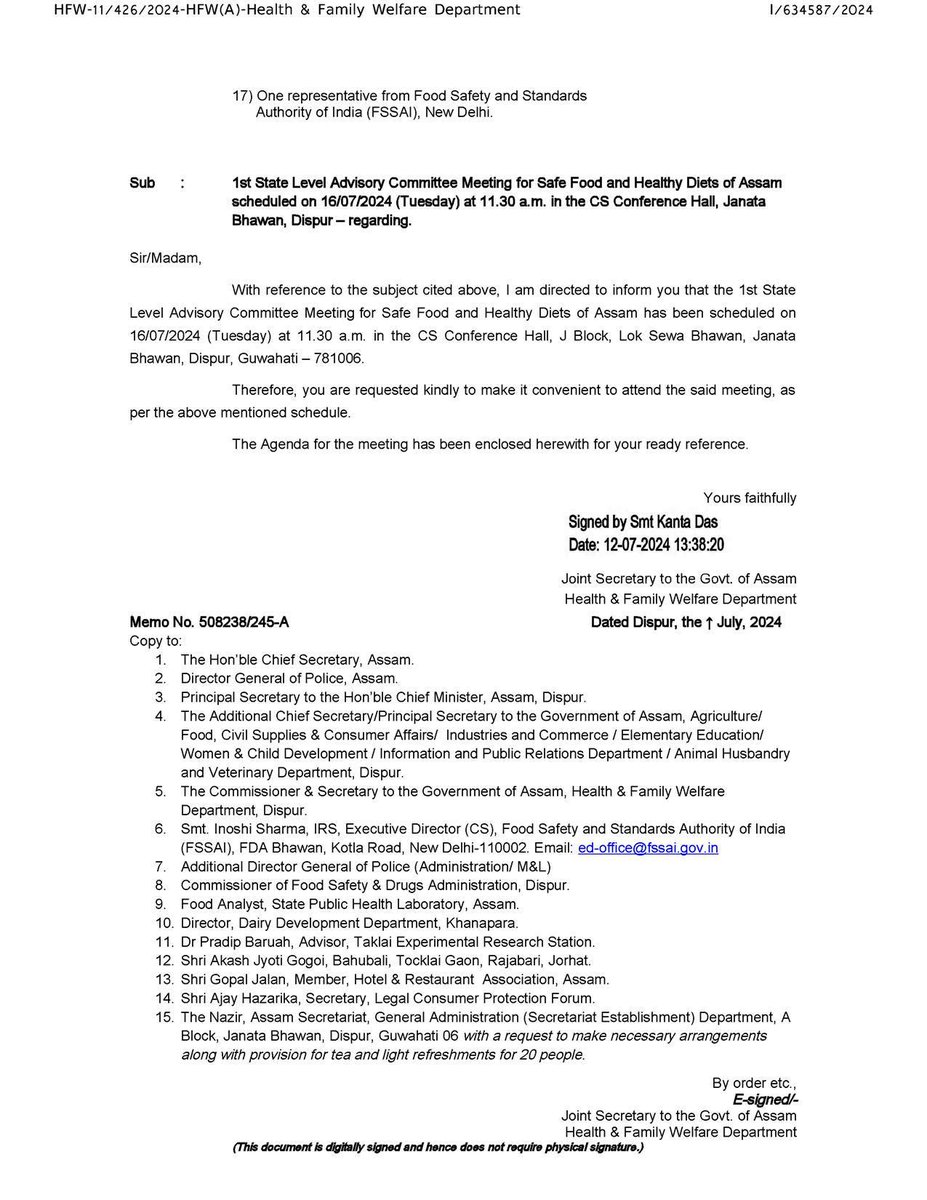 LegalAssam's tweet photo. As a representative of consumer organization, Advocate Ajoy Hazarika, Secretary, Consumers' Legal Protection Forum,  Assam attended the 1st State Level Advisory Committee Meeting for Safe  Food and Healthy Diets of Assam in the CS Conference Hall, Janata  Bhawan, Dispur. https://t.co/3SIQTdyuH9