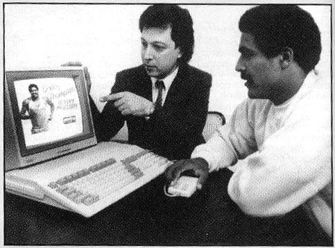 gbracey's tweet image. Seeing as @Daley_thompson is trending after that fantastic documentary last night, it gives me an opportunity to post a photo from when we met during development of the computer game. What a lovely chap he was/is!