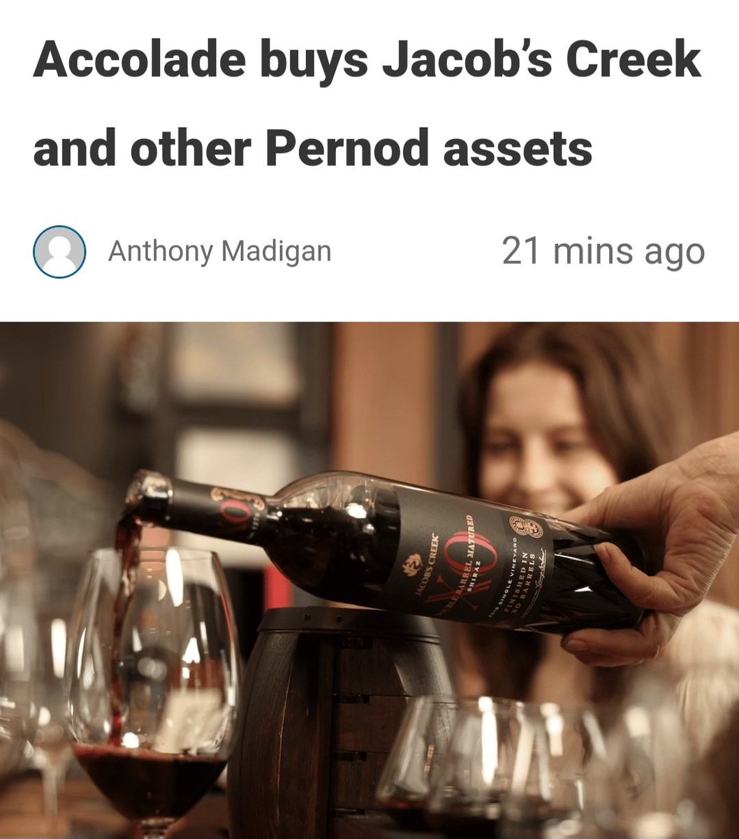PERNOD RICARD GETS OUT OF WINE
If long-expected, this isn't good news

It supports Diageo's belief that the wine business is a less attractive investment than spirits

We all talk about environmental sustainability

That requires economic sustainability

wbmonline-com-au.cdn.ampproject.org/c/s/wbmonline.…