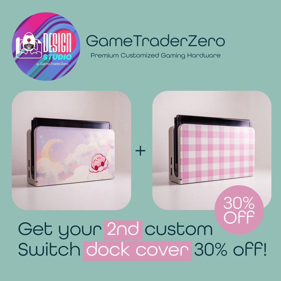 GameTraderZero's tweet photo. What you DIDN’T KNOW: 
A designed dock cover can easily transform your Nintendo Switch setup. Get yours today and the 2nd at a cool discount. Link below! #NintendoSwich https://t.co/JqPu3xEwE2