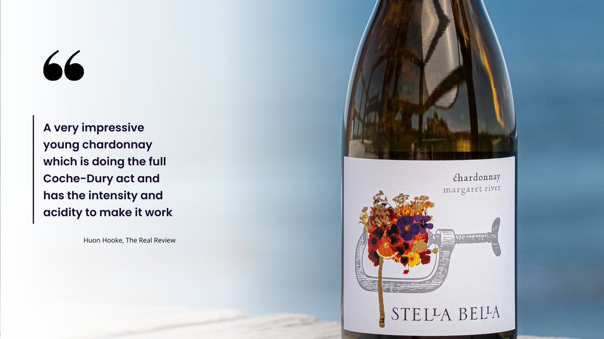 Wine of the Week!

Thank you <a href="/HuonHooke/">Huon Hooke</a>  for this amazing review of our Stella Bella Chardonnay 2023.

“A very impressive young chardonnay which is doing the full Coche-Dury act and has the intensity and acidity to make it work.”
95 Points – Huon Hooke, <a href="/TheRealRvw/">The Real Review</a>  July 2024
