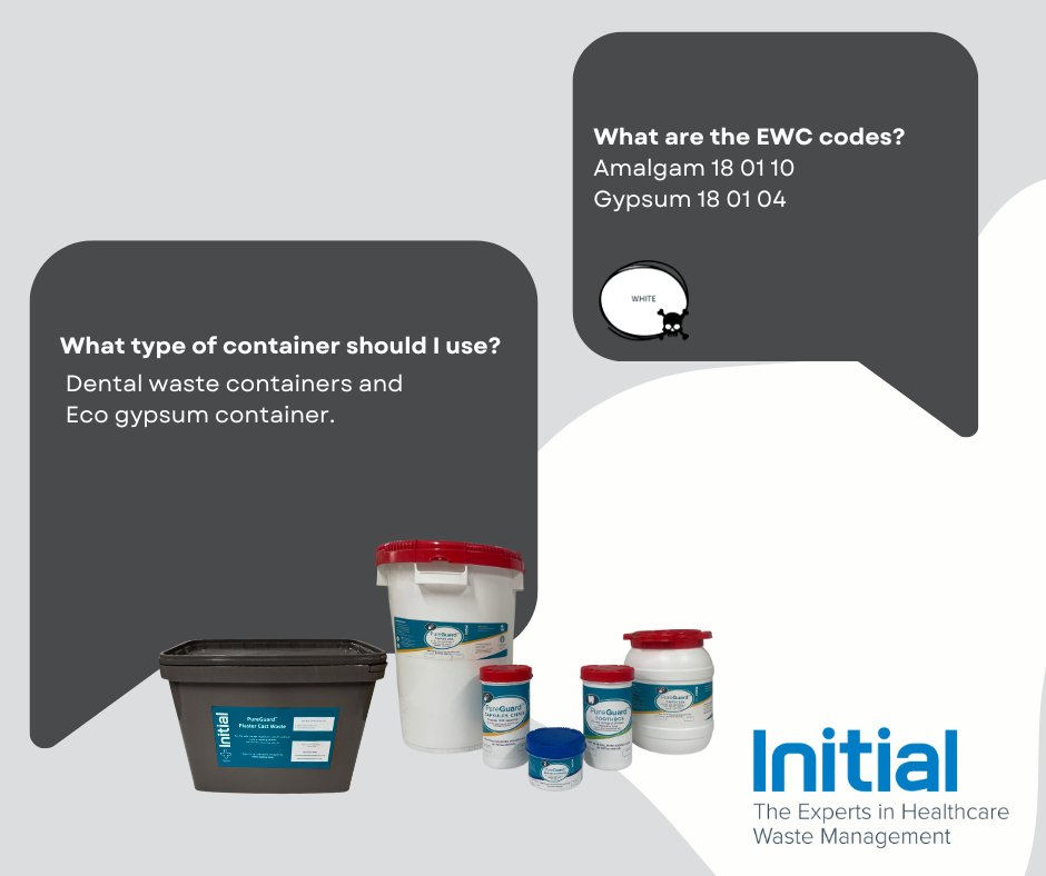 Hazardous amalgam waste must be stored safely to prevent exposure to toxic mercury vapours. Non-hazardous gypsum waste is either treated or disposed into a separate landfill cell.
initial.co.uk/colour-coding-…
#FollowtheColourcode