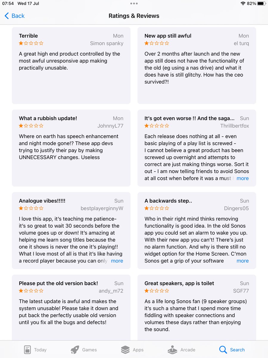 BlokeSheffield's tweet photo. @Sonos sort this out, you’ve ruined my music system without my permission - why are you so, stubbornly, continuing to try and convince users that your shit app is any use? @brickedbysonos https://t.co/G56UpLG1aP