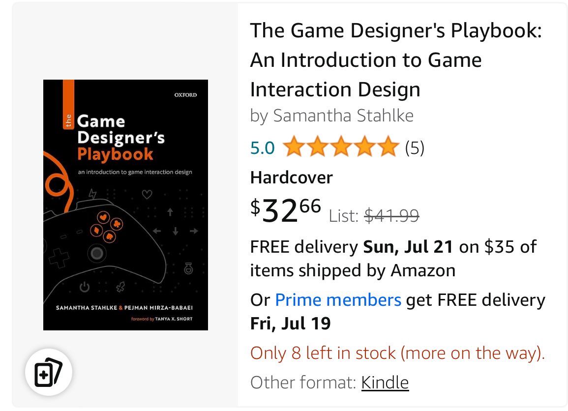 GameDesignBook's tweet image. 🤑💸Limited time offer on Amazon!! 🤩🥳The Game Designer&apos;s Playbook: An Introduction to Game Interaction Design a.co/d/1jb8smF