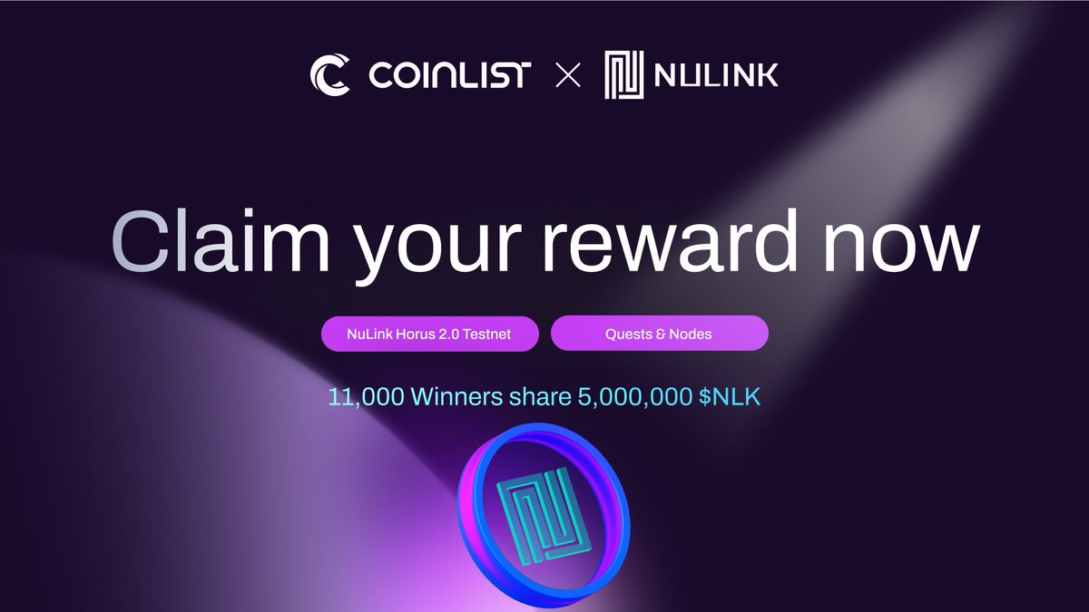 🥰Dear NuLink supporters, the Coinlist &amp; NuLink Horus 2.0 testnet event has successfully concluded! 
Thank you all for your active participation, and a big thank you to @Coinlist and our partners for their strong support.

🙌A total of 11,000 users will receive rewards worth 5