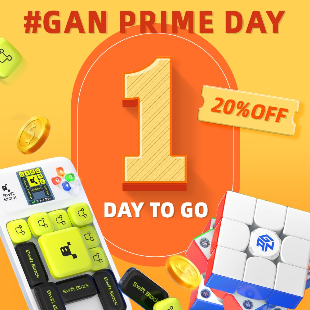 gancube's tweet photo. #GANPrimeDay ONE DAY LEFT 📣
Hurry up to join us and get up to 20% Off sitewide at GANCUBE stores on Amazon!
#GANCUBE #GANCUBESHOP #GANSpeedcube #GANSmartCube #GAN356icarry2 #SwiftBlock #wiSlide #GANPrimeDay #cubecollection #amazonmusthaves #primeday #amazonprimeday https://t.co/T92pODZ2bK