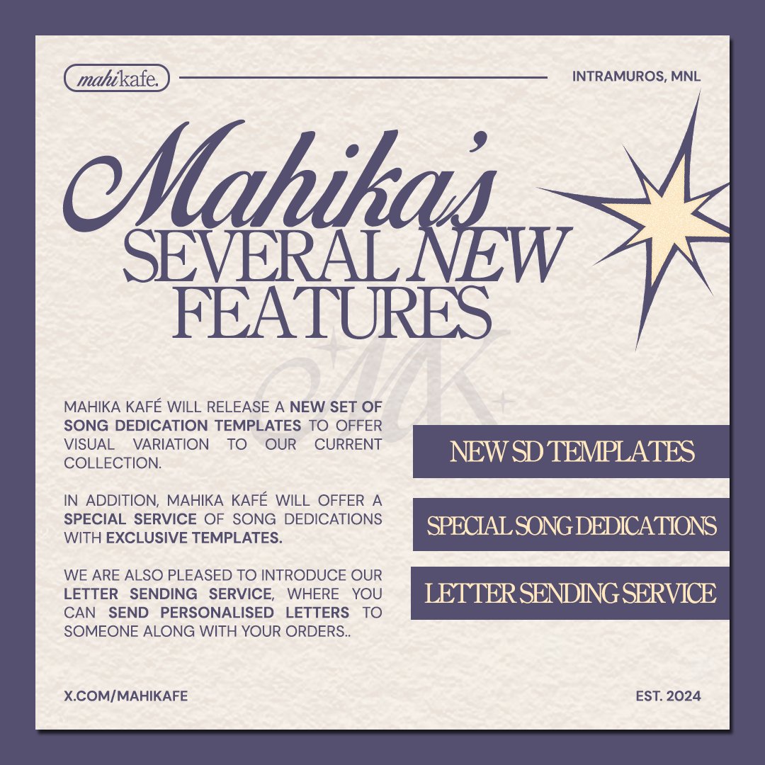⠀

Heads up, giliw! Mahika Kafé is now open! Check out Mahika’s awesome features and services starting today to make your experience with us more enchanting than ever! ✨️

⠀