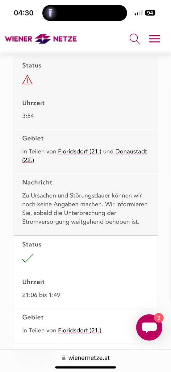 lukas_abulesz's tweet photo. Da wachst du wegen Durst auf und merkst, dass es in deinem Heimatbezirk einen großen Stromausfall gibt.
@WienEnergie @Stadt_Wien #WienerNetze #1210Wien https://t.co/rlyqWToH6V