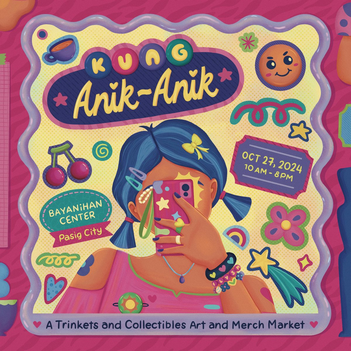 StickerConMNL's tweet photo. Greetings, collectors, enthusiasts, and lovers of the unique!🧸🧩🪀📌✨️

We invite you to the first-ever, 
🧷🎀𝒦𝓊𝓃𝑔 𝒜𝓃𝒾𝓀-𝒜𝓃𝒾𝓀: A Trinkets and Collectibles Art &amp; Merch Market🎀🧷!

--
Illustration by (IG/X) Anya Nellas @itspixelanya 🎀 https://t.co/7h96XDULke