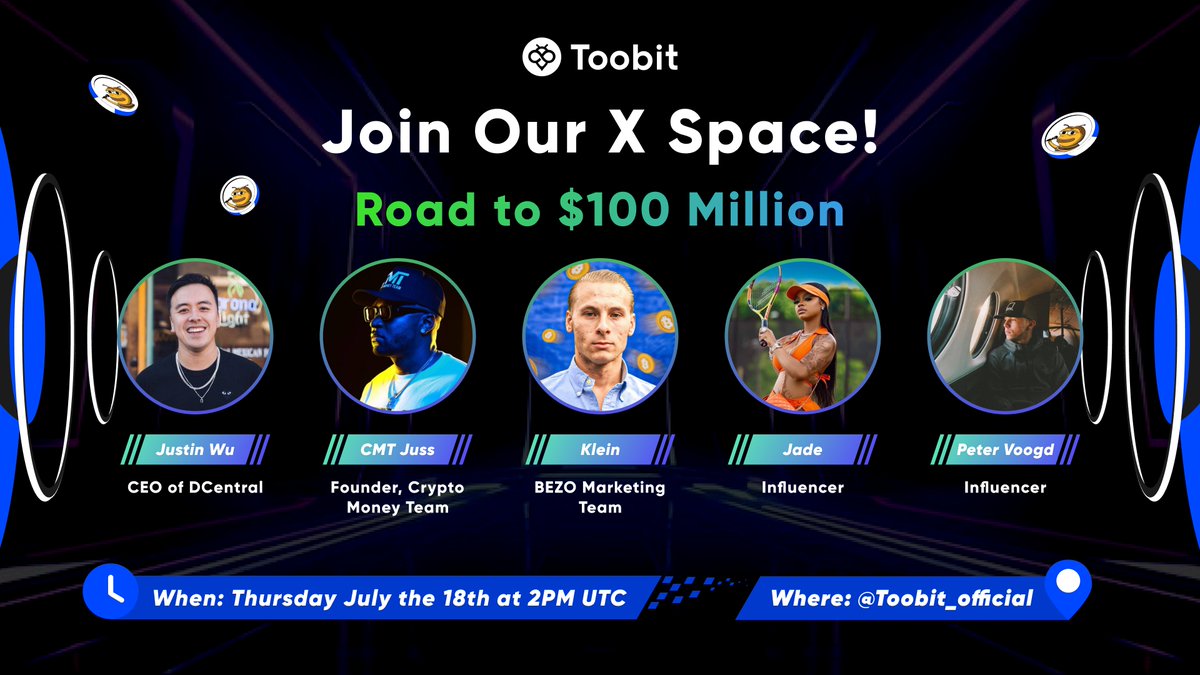🌟 The countdown to $100 Million starts now! 🚀 Join us for an exclusive #XSpace with #cryptoexperts. Drop your questions for a chance to be 1 of 10 lucky winners! 🎉 
<a href="/BezoSol/">$BEZO</a>

Location 👉 x.com/i/spaces/1zqKV…

#ToobitXSpace #Crypto #BEZO #Crypto #Giveaway