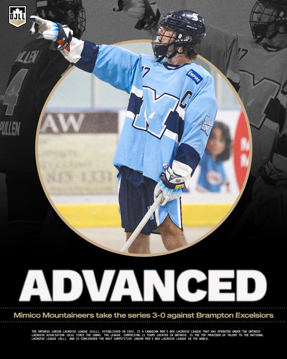 Mimico Mountaineers take Game 3 at home against Brampton Excelsiors and advance to the next round of the OJLL playoffs! 

#OJLL