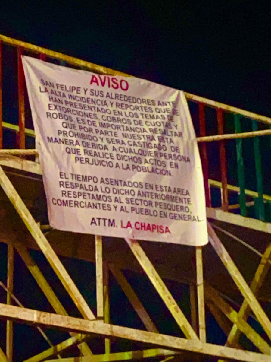 ColumnaOcho's tweet photo. #Advierten, #QueNoPermitirán, #Robos, #Extorsiones, #CobrosdePiso, #SanFelipe, #BajaCalifornia...

“Chapitos” colocan narcomantas en San Felipe

https://t.co/7HFCwuiOUW https://t.co/MsFyHOPZh7
