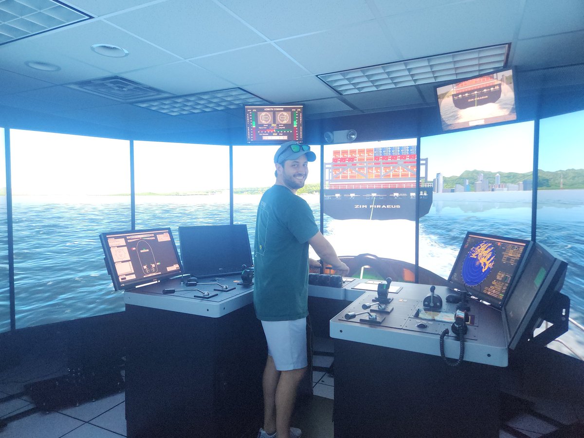The ship simulator at the <a href="/ArmyERDC/">U.S. Army ERDC</a> Engineering and research development center that was critical to opening the scott key bridge alternate navigation channel. Thanks to <a href="/USCRP/">US Coastal Research Program</a> staff for organizing the visit!