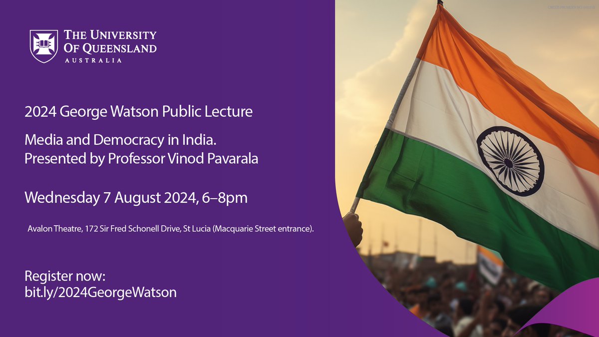 Join us for the 2024 George Watson Public Lecture! 

Media and Democracy in India presented by Professor Vinod Pavarala. 

Register now: bit.ly/2024GeorgeWats…