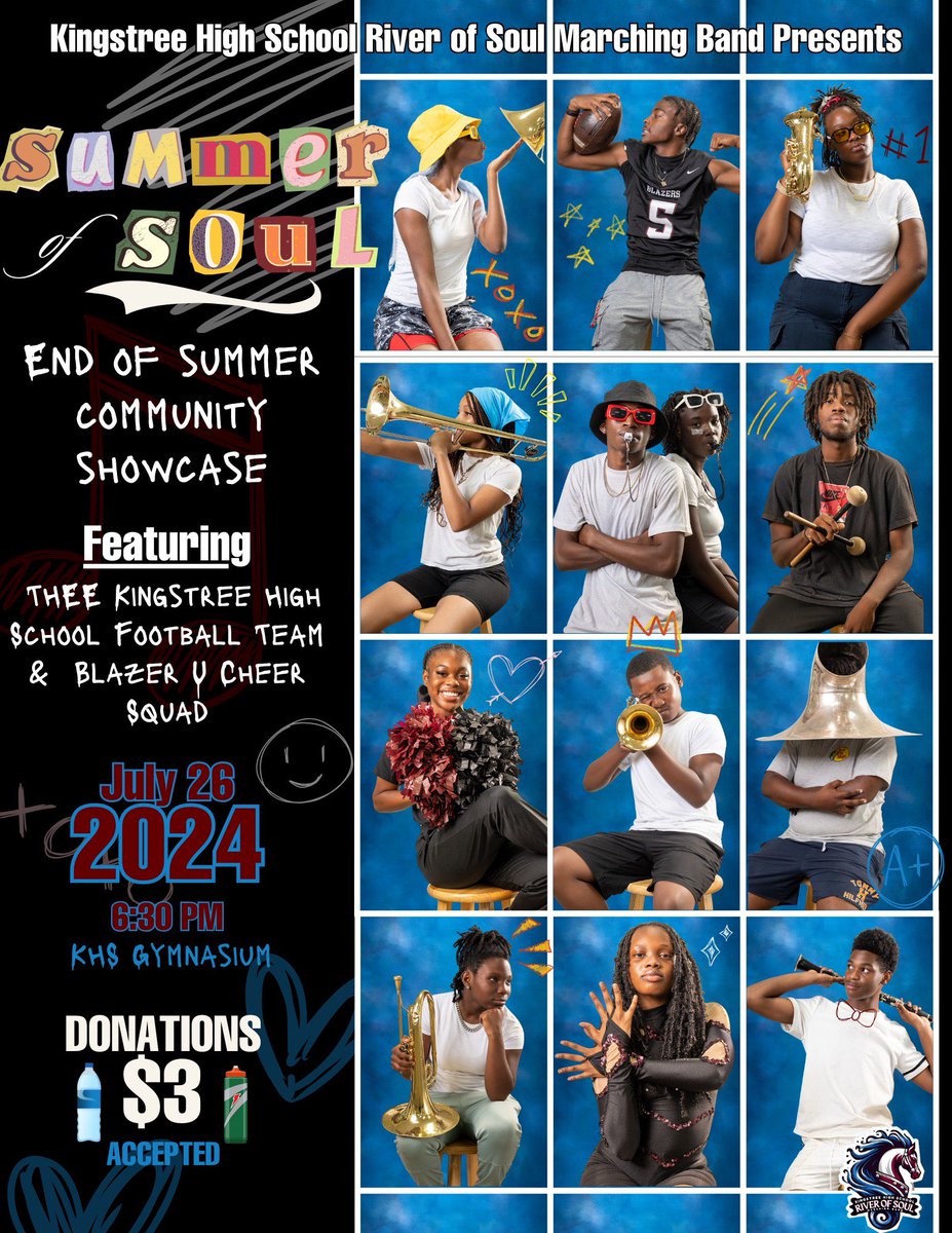 Kingstree High River of Soul Marching Band™ (@kingstreehsband) on Twitter photo #SHARE Ladies & Gents…. NEXT FRIDAY, July 26 at 6:30pm at the KHS Gymnasium… it’s going down! The All-New & Improved “Kingstree High River of Soul Marching Band” will be debuting our band scholars, cheerleaders & our <a href="/RecruitBlazers/">Kingstree High Football Blazers Recruiting</a> & <a href="/HCBrianSmith/">Coach Smitty</a> #ChangingTheCulture 🌊☀️ #SHARE Ladies & Gents…. NEXT FRIDAY, July 26 at 6:30pm at the KHS Gymnasium… it’s going down! The All-New & Improved “Kingstree High River of Soul Marching Band” will be debuting our band scholars, cheerleaders & our <a href="/RecruitBlazers/">Kingstree High Football Blazers Recruiting</a> & <a href="/HCBrianSmith/">Coach Smitty</a> #ChangingTheCulture 🌊☀️