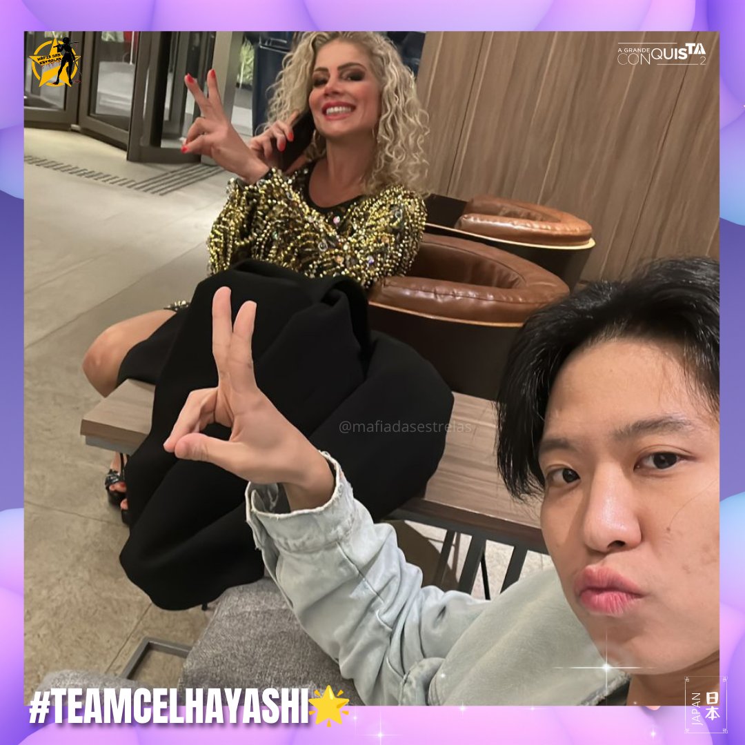 MafiaCelh's tweet photo. E agora uma fotinho exclusiva pra vocês com a lindaa da @CatiaPaganote 🫰🏻💜 

Bora acompanhar nosso meninos e os demais conquisteiros na última festa?! 🕺🏻

#TeamCelHayashi🌟
#AGrandeConquista https://t.co/4Zdf78bkdj