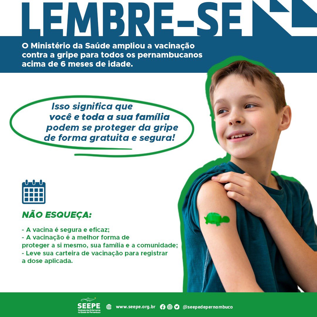 Com a chegada do inverno e das baixas temperaturas, nosso corpo está mais propício à infecções virais.
 
Desde o mês de Maio que a vacina contra a gripe está disponível para todas pessoas acima de 06 meses.

Então, não deixe de se vacinar.

#VacinaDaGripe #Ampliação #Prevenção