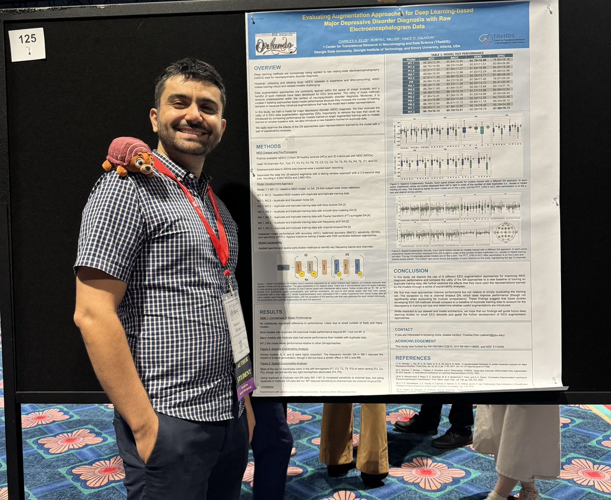 seraji70's tweet image. Presenting Anthony’s @CharlesAEllis01 poster with an armadillo on my shoulder! 🐾 The armadillo not only kept me company but also helped me stay calm and focused😂
@CenterTrends
@IEEEembs
#ConferenceLife
#Research
#SupportiveArmadillo
#EMBC2024