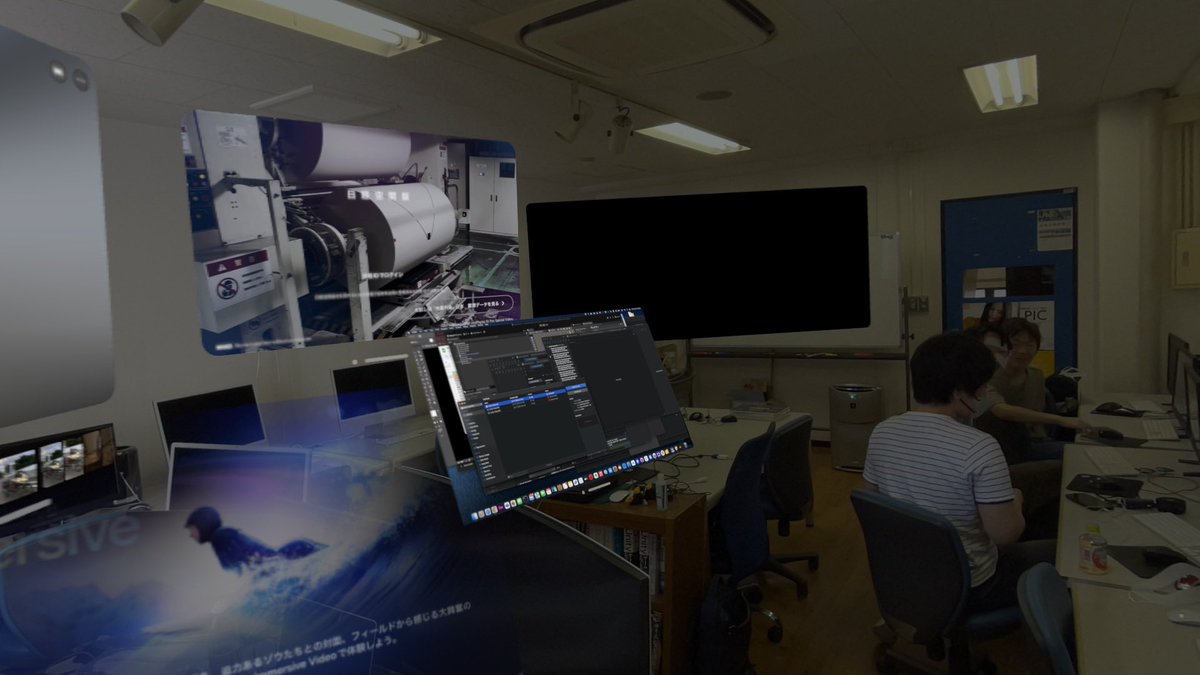 Gamecg_PG's tweet image. 今日はApple Vision Pro 体験。（廣）
#programing #AppleVisionPro #xr #fukuokadesignersacademy #unity