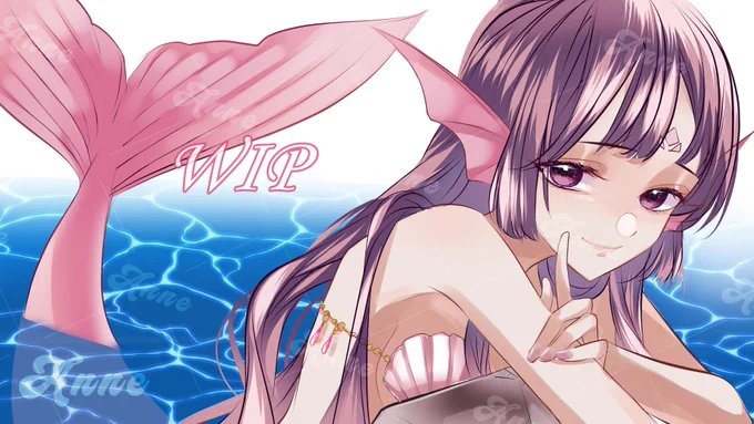 次も人魚です色ラフできたNext is another mermaid illustration.The rough sketch in color is now finished.#wip #wipart #ラフ #イラスト 