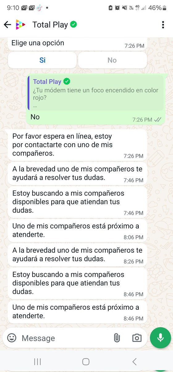 Lucy_castillo's tweet photo. @totalplaymx @RicardoBSalinas llevo 3 días sin servicio y más de 2 horas esperando que me atiendan por whats para hacer el reporte!! Cada vez están peor! https://t.co/mwEt3M7JrD