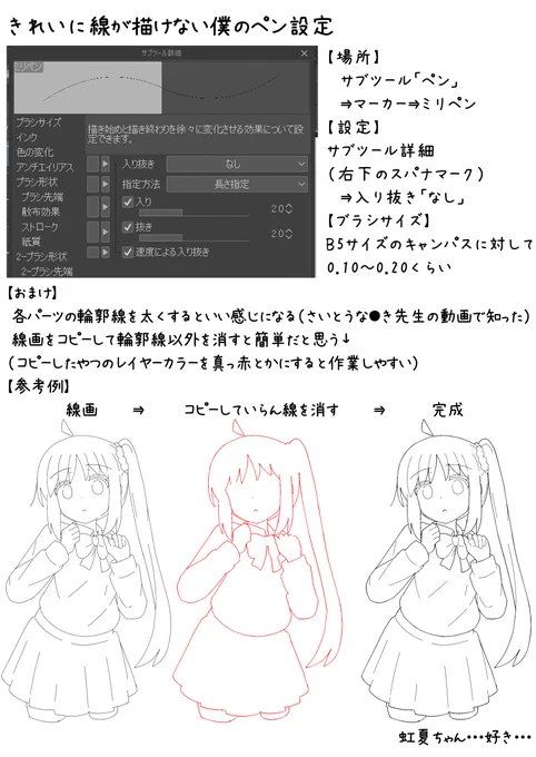 綺麗な線が引けない…ってツイート流れてるけど
僕は「ミリペン」に助けられたので、線の整形に労力取られちゃう人はご一考を…

※入り抜きとかガン無視なので、とりあえず整えば良い人向け 