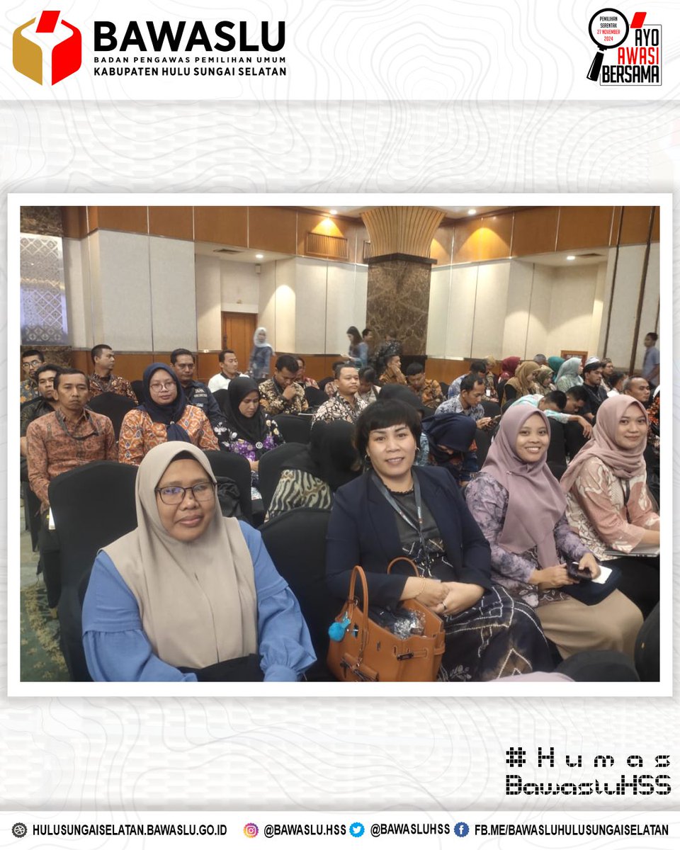 BawasluHss's tweet photo. Bawaslu HSS hadiri rapat koordinasi Nasional evaluasi kinerja ASN semester 1 Tahun 2024 di Lingkungan Badan Pengawas Pemilihan Umum bertempat di Hotel Grand Sahid Jakarta (15 s.d. 17 Juli 2024).

#HumasBawasluHSS
#Rakornas
#EvaluasiKinerjaASN
#AyoAwasiBersama https://t.co/I6ZbR0IKQA
