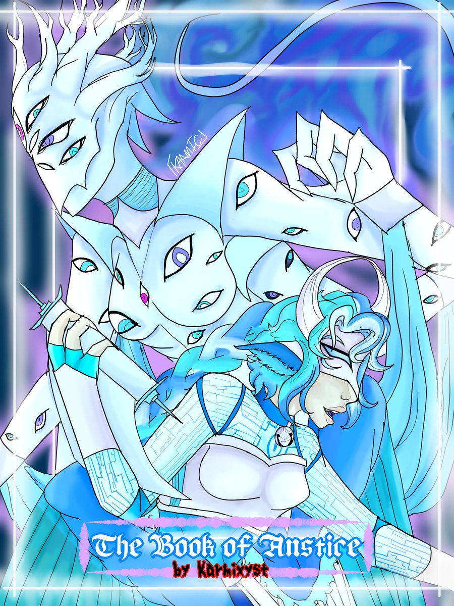 Pyr0latry's tweet photo. The Messanger of Am Dhaegar, The Exiled Falinbirn. The Book of Anstice; the tale of her following post banishment 

#Oc #karmicverse #fantasy #bookcover #writing #art #digitalart #magic #cosmichorror #Aliens #anstice #amdhaegar #darkfantasy #ibisPaintX https://t.co/2PpcXeUyWM