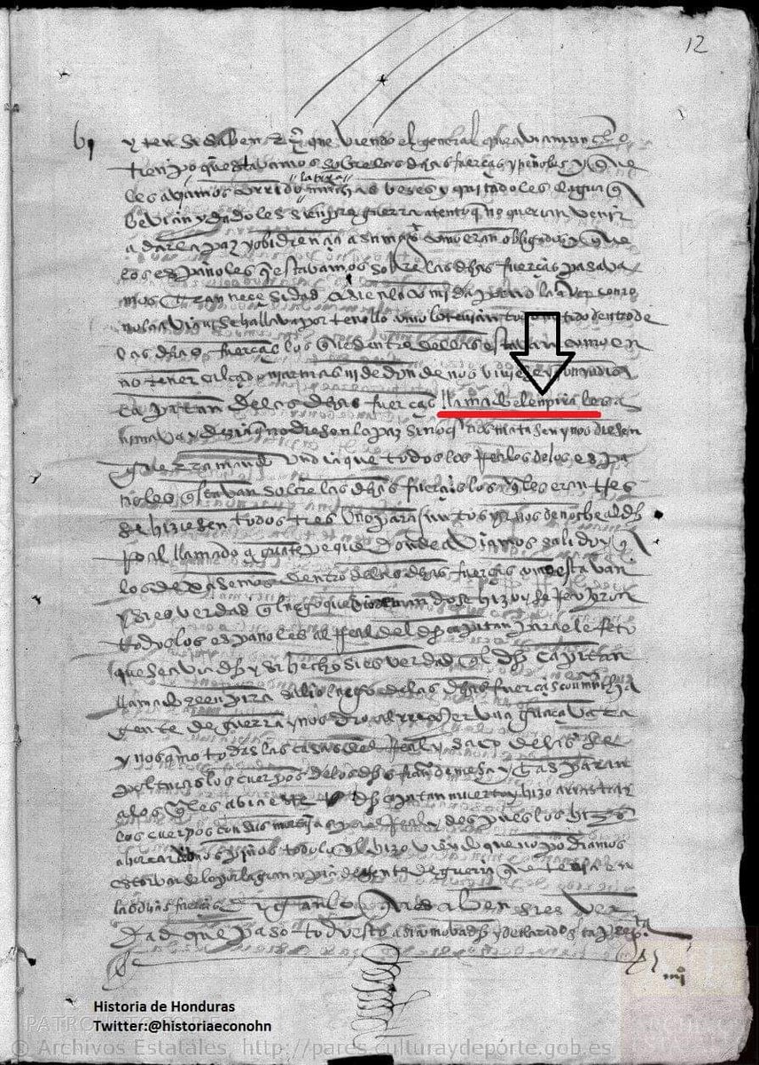 Este documento es de 1569, menciona al guerrero Lenca llamado Lempira. Es una joya documental que se encuentra en el Archivo de Indias de España. 
La historia de Lempira no es leyenda, hay suficiente documentación para afirmar que es un personaje histórico.
Pendientes de la