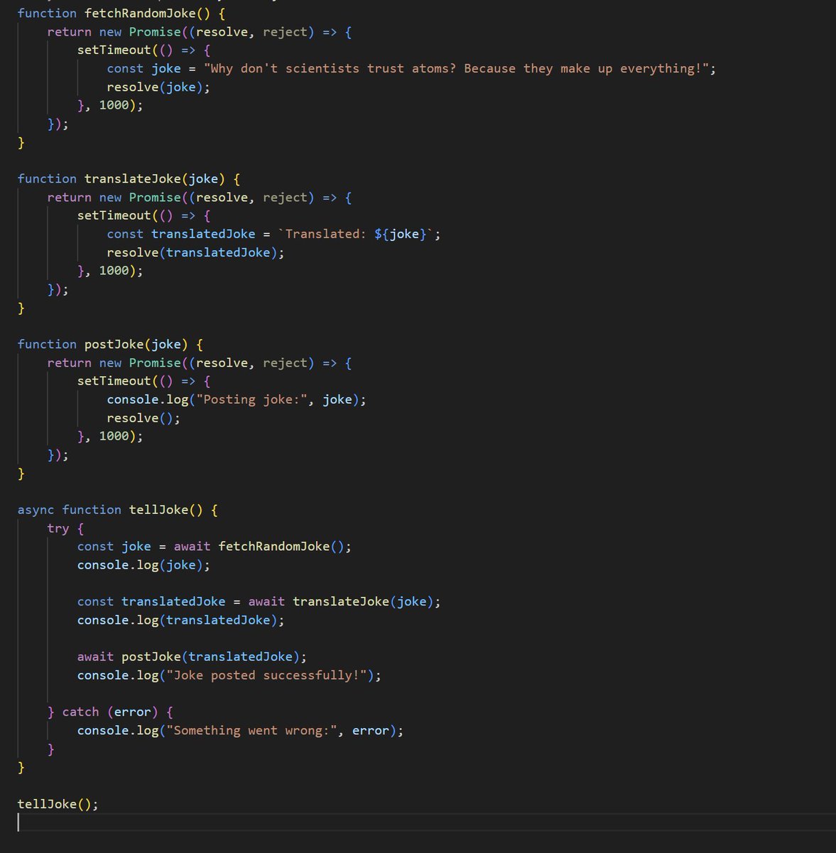 Prakkks_'s tweet photo. #LSPPDay47
Spent today working on some fun JavaScript code! It was a great exercise in using promises and async/await for handling asynchronous operations.

#60DaysOfLearning2024 #LearningWithLeapfrog
@lftechnology https://t.co/tcjiWIAFYB