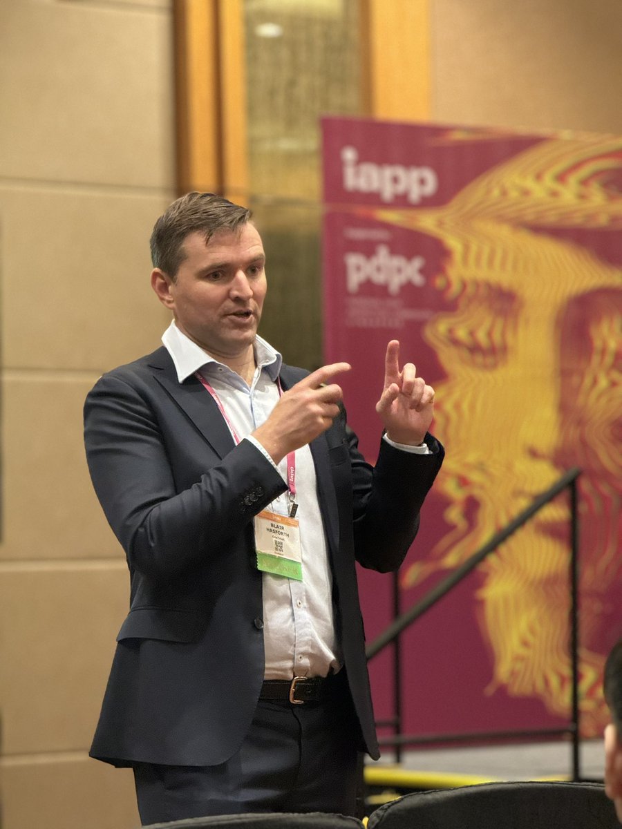 efrelsumabat's tweet photo. Blair Hasforth talking about the ‘The Perfect Storm - Data, AI &amp; Regulation’ @OneTrust @PrivacyPros  #AFP24 https://t.co/9uUya56adE