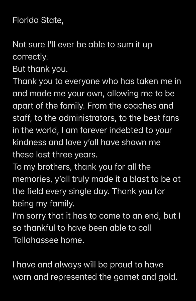 JamesTibbsIII's tweet photo. Thank you @FSUBaseball 

”And whatever you do, whether in word or deed, do it all in the name of the Lord Jesus, giving thanks to God the Father through him.“ Colossians 3:17 https://t.co/0UfY36EOdh