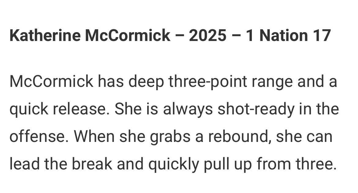 Katherine McCormick (@kmccormickkk) on Twitter photo Thank you for the evaluation at Hoosier Heat <a href="/JrAllStarBB/">Jr. All-Star Girls Basketball</a> !! Super excited for The War Games 28.5 and ATL Summer Slam in Emerson Georgia this week! Thank you for the evaluation at Hoosier Heat <a href="/JrAllStarBB/">Jr. All-Star Girls Basketball</a> !! Super excited for The War Games 28.5 and ATL Summer Slam in Emerson Georgia this week!