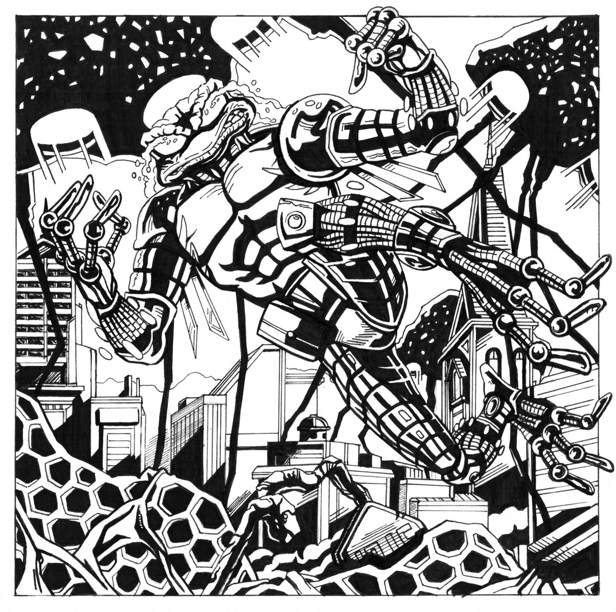 SirSilver13's tweet photo. Drawing and working to get better everyday. What better to draw for the prompt of Jump then @ @EthanVanSciver's #Cyberfrog. He is so much fun to draw! https://t.co/1zJlsRninq
