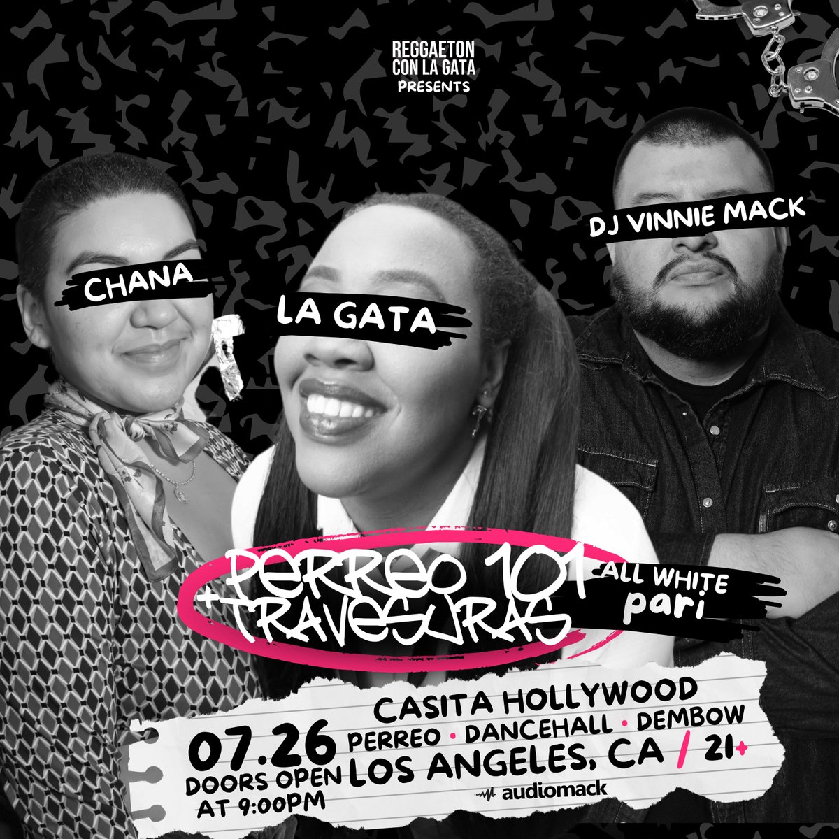 ReggaetonXGata's tweet image. Perreo 101 x @travesuras All White Pari 7/26
@ Casita Hollywood at 9:00PM
Music by @DjVinnieMack #Chana and @unagatasata 

Tix: eventbrite.com/e/travesuras-x…