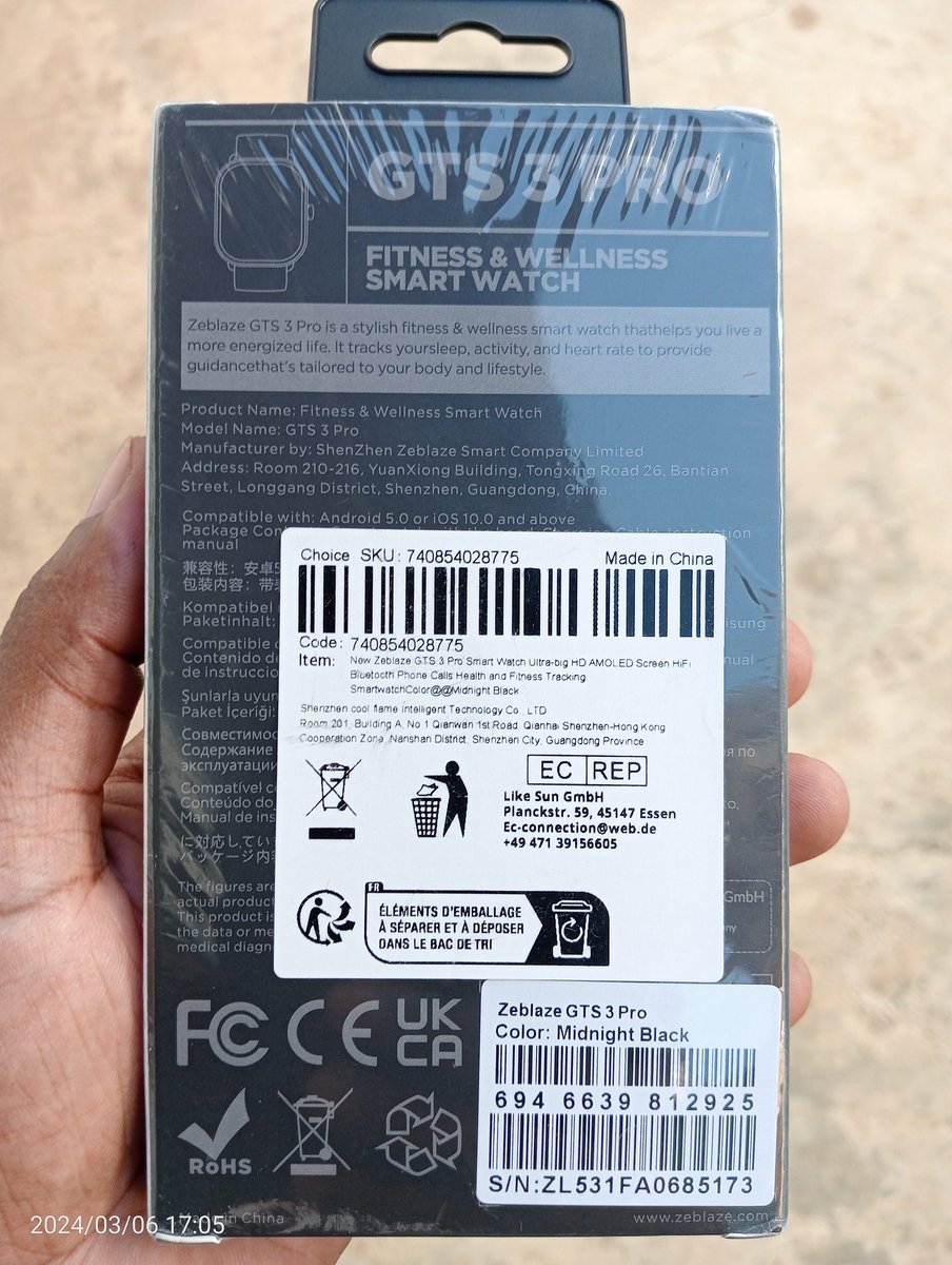 Zeblaze GTS 3 Pro smartwatch with voice calling, Amoled screen, waterproof, health monitoring and fitness tracking Ksh 5,200