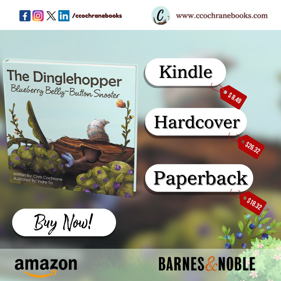 ccochranebooks's tweet photo. The Dinglehopper Blueberry Belly-Button Snooter is a story suited for readers of all ages. Don't miss out!  

Grab now at a very affordable price!
 https://t.co/eRkobSpnVg 

#TheDingleHopper #ChrisCochrane #MustRead #Books https://t.co/uEuTRYnHyn