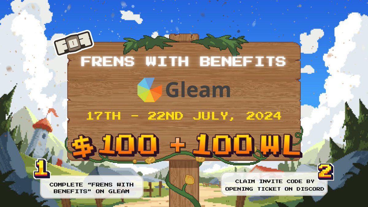 New “Frens With Benefits” just dropped on @gleamapp  and called out for Frens to jump in!  

Conquer the quest and be ready on our Discord for the winner announcement 🎊
👉https://t.co/mlIS50Bh9O

Best Treats always save for Early Frens, so don't miss it out! 🫰