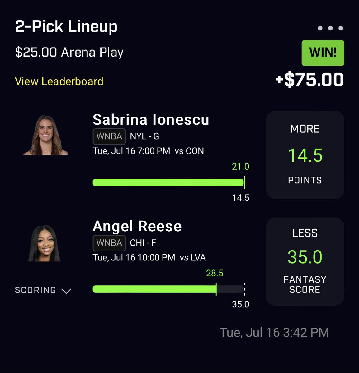 agent_meshi's tweet photo. BANG ✅✅ cash the 🌮 pair 

Angel Reese with fraudulent activity sweat free under lmao 

had both under fantasy and under rebounds ✅ 

let’s stay hot 🔥🔥 who tailed??

#PrizePicks #GamblingX #wnba https://t.co/gtDjGYCmpE