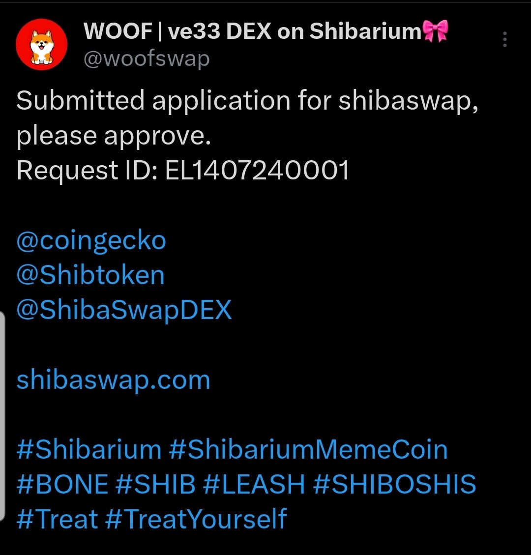 ShakaThaGod's tweet photo. Thank you @woofswap #TreatYourSelf #BridgeToShibarium #Shibarium #ShibaSwap #Blockchain #Barkchain #WOOF https://t.co/0hq23YJsJV